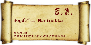 Bogáts Marinetta névjegykártya